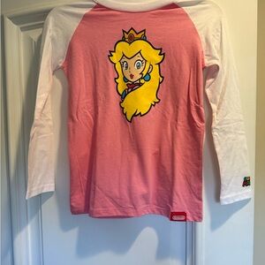 Nintendo Pink and White Princess Peach Long Sleeve Tee